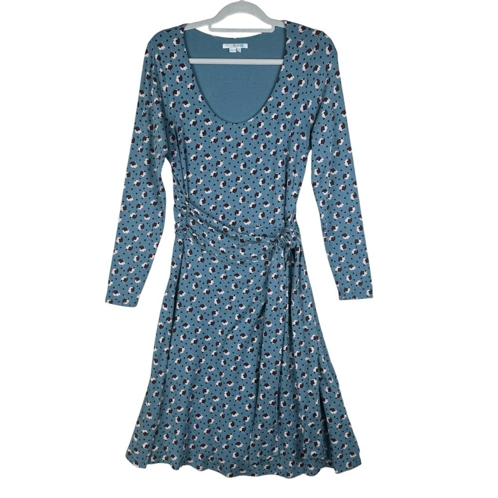 Boden Silvia Wrap Dress Size 10R Print Fall Pattern Midi Long sleeve Jersey